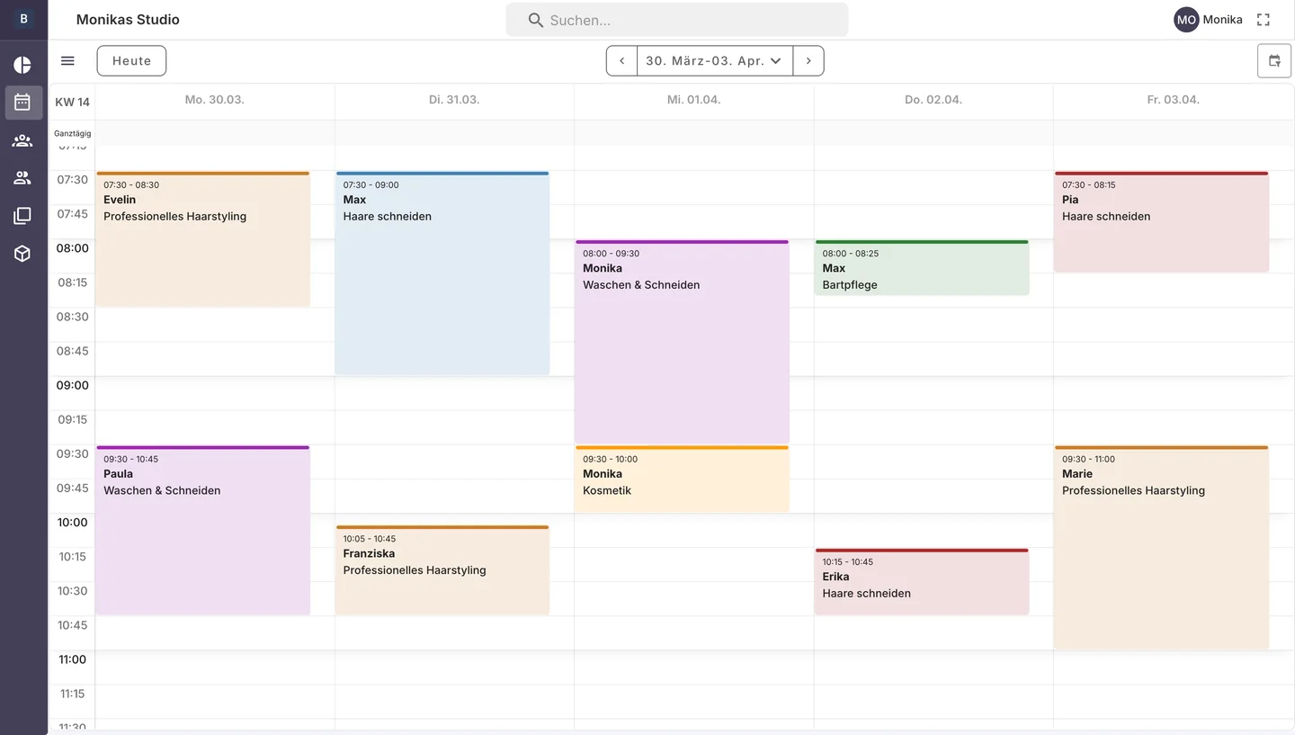 Bookily Kalender für Mitarbeiter und Ressourcen